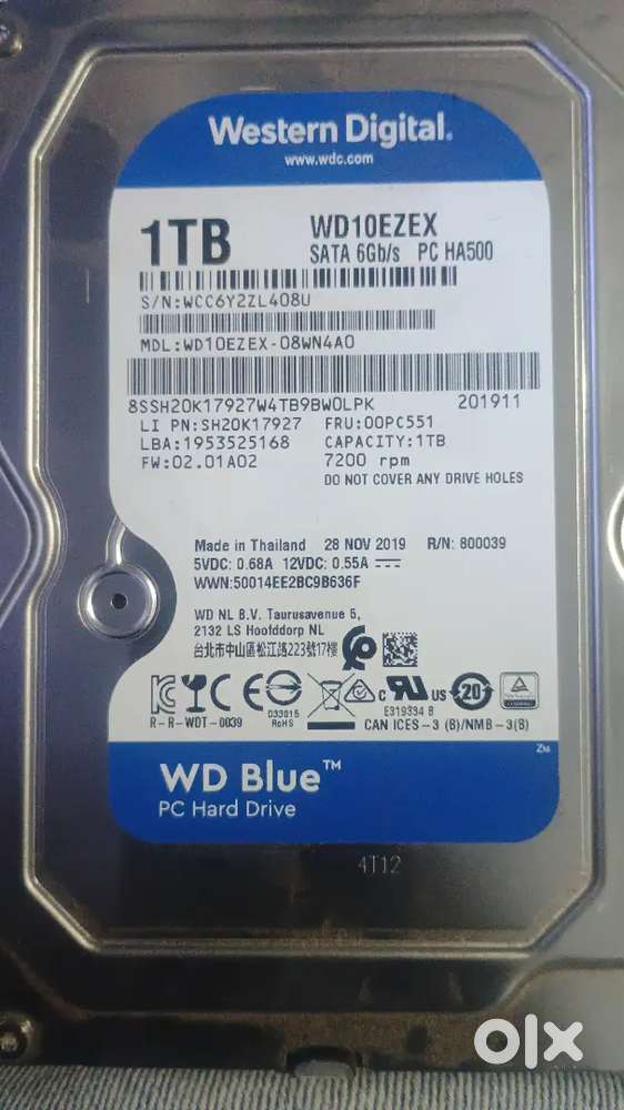 1 tb hdd light used