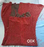 Party wear velvet with stones sliveless Gown