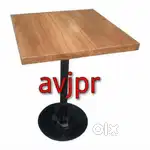 New Square Wooden Top Cafe Table with Heavy Iron Base restaurant