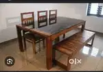 4 chair dining table with bench included available in Starf furniture