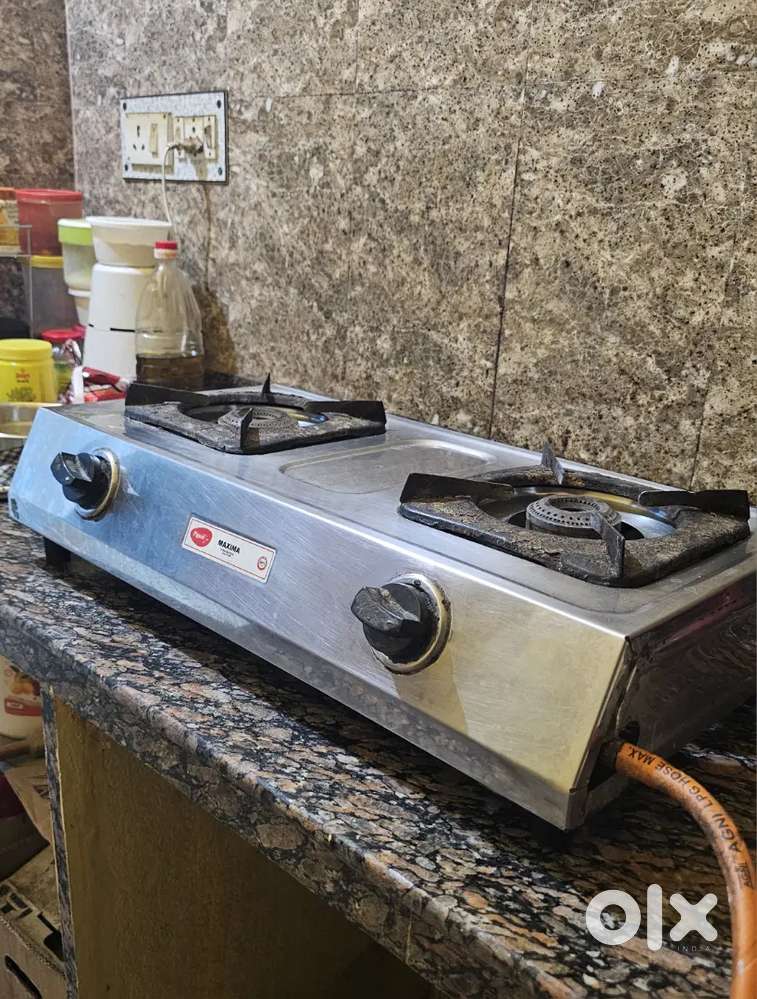 Gas Stove - 2 Burner Stainless Steel with pipe and Regulator