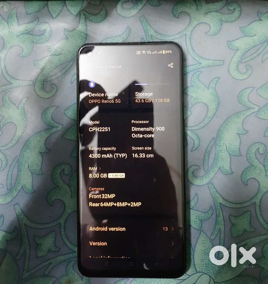 Oppo Reno 6 5G With All original Accessories available Display change