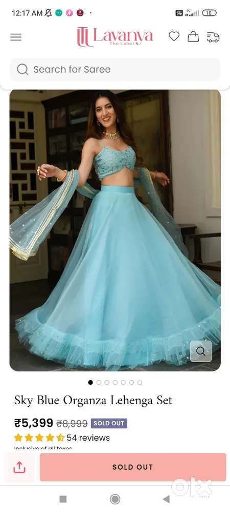 Sky blue Organza Lehenga set