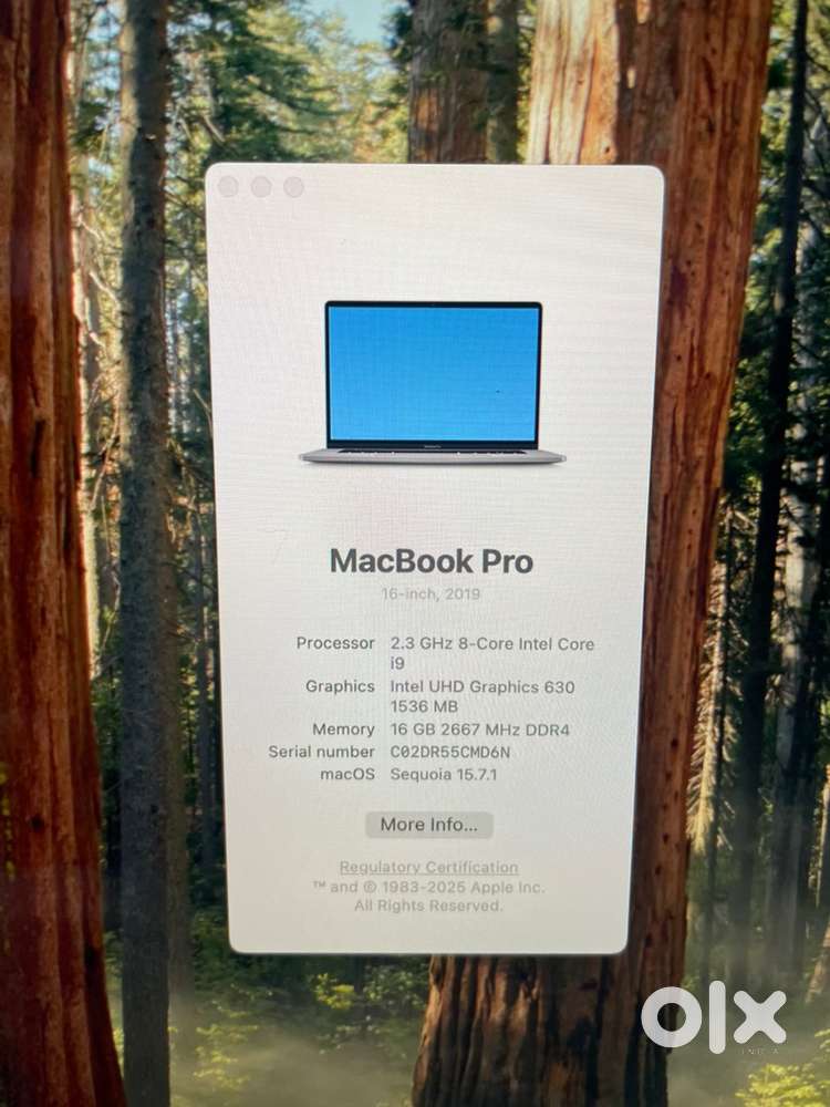 MACBOOK PRO i9 16GB RAM 1TB STORAGE 16INCH SCREEN SIZE