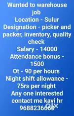 Warehouse job available @ sulur