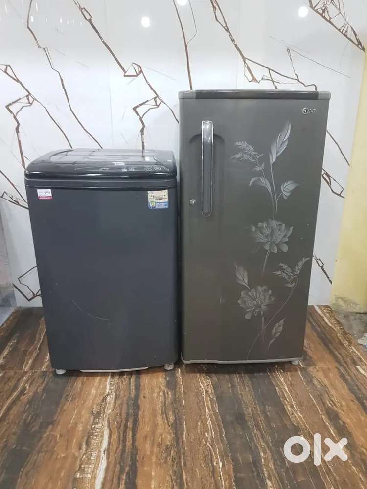 Lg flower model single door refrigerator and washing machine