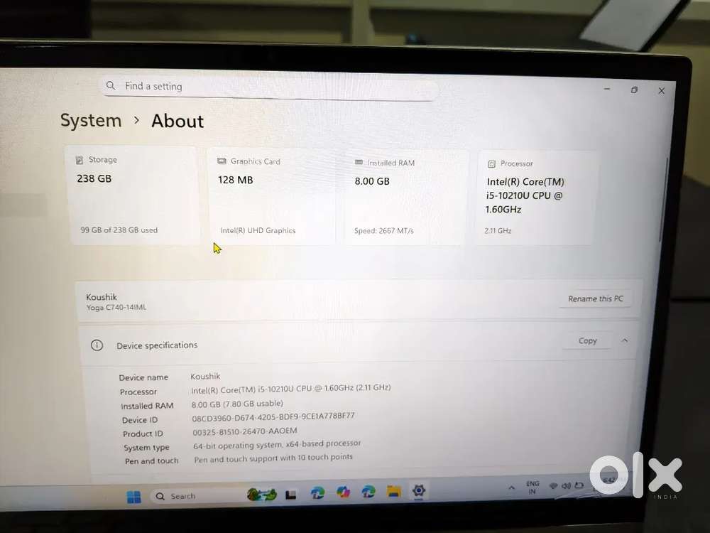 LENOVO YOGA C740(I5 10TH GEN)