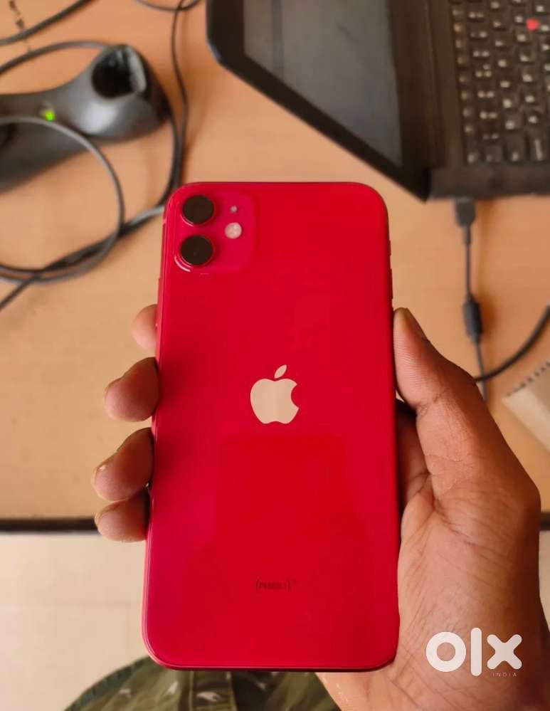 I phone 11 red colour 64 gb internal 76% battery fresh condition  sale