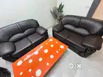 6 seater leather sofa with glass table only 2 years old