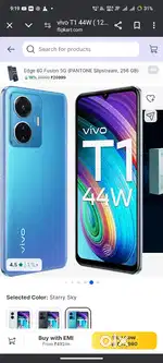 Vivo T1  ram 4 128gb bill box charger available all orignal .Display