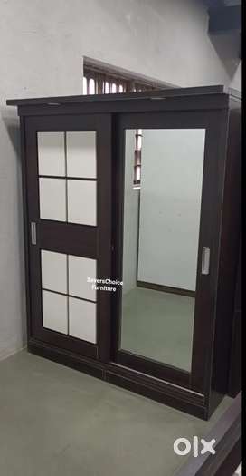 SC Furniture White and Brown Sliding Wardrobe