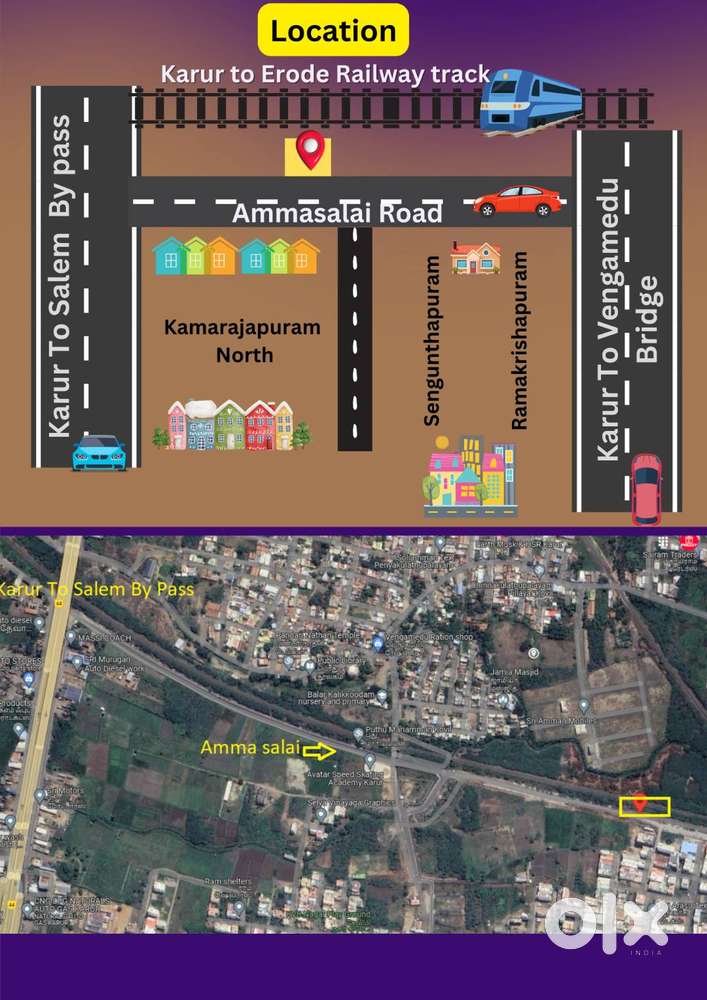 அம்மா சாலை- கரூர் இடம்- விற்பனைக்கு