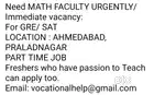 Math Faculty GRE/ SAT