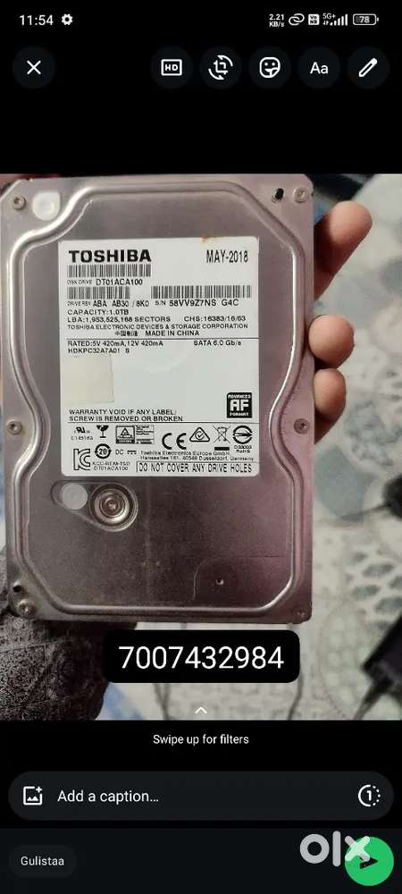 1 TB NEW TOSHIBA HARDDISK