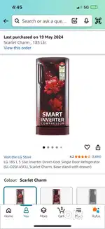 LG 185ltr 5 star urgent sell
