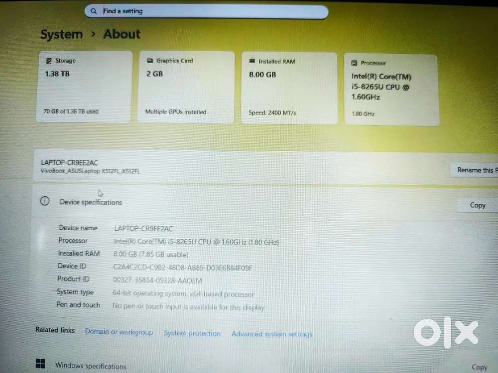 ASUS Vivobook 15 i5 processor