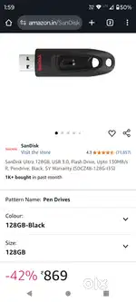 New SanDisk 128gb 3.0 pen drive not Sony samsung hp strontium card mi