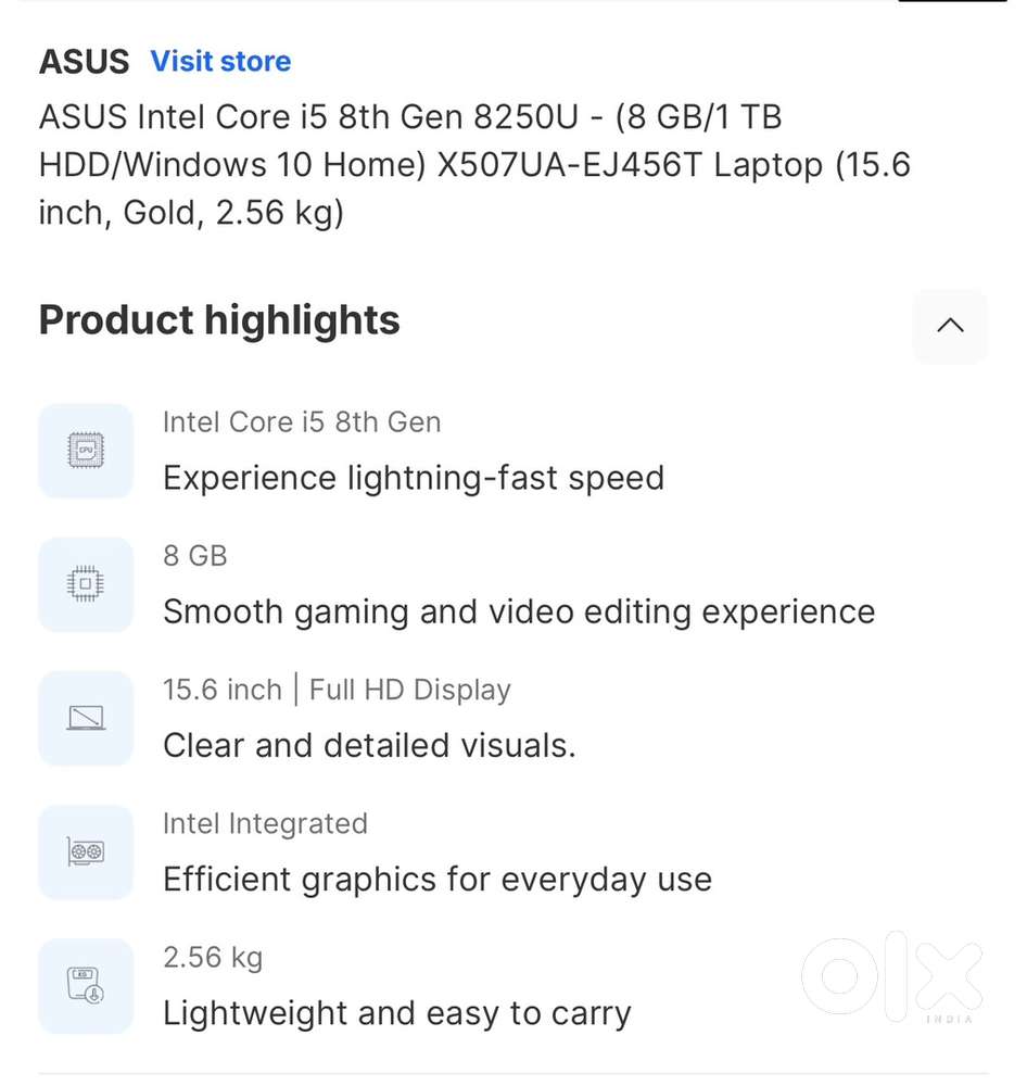 Asus Intel i5 8th Gen 8250U