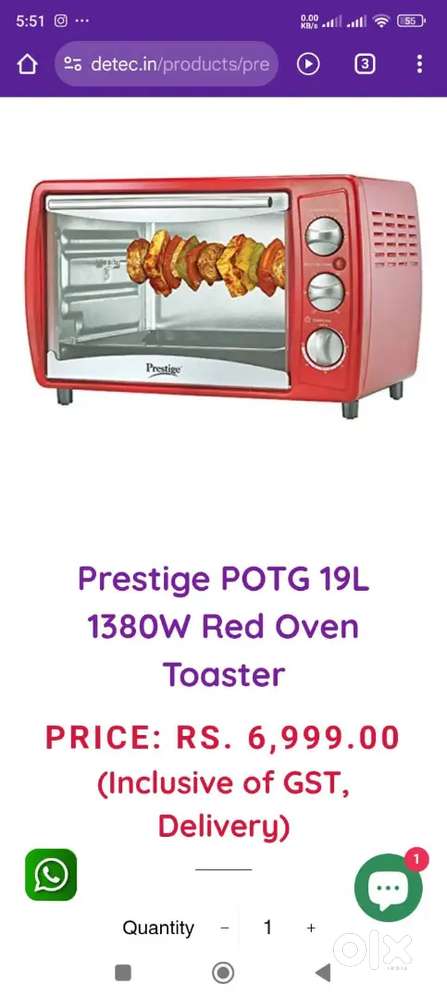 OVEN PRESTIGE OTG IN MINT CONDITION RS 3000 FIXED