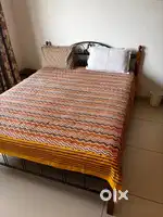 FOR SALE - Iron Queen Size Bed with Kurl On Spring Mattress