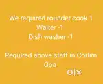 All rounder cook required in Corlim Goa