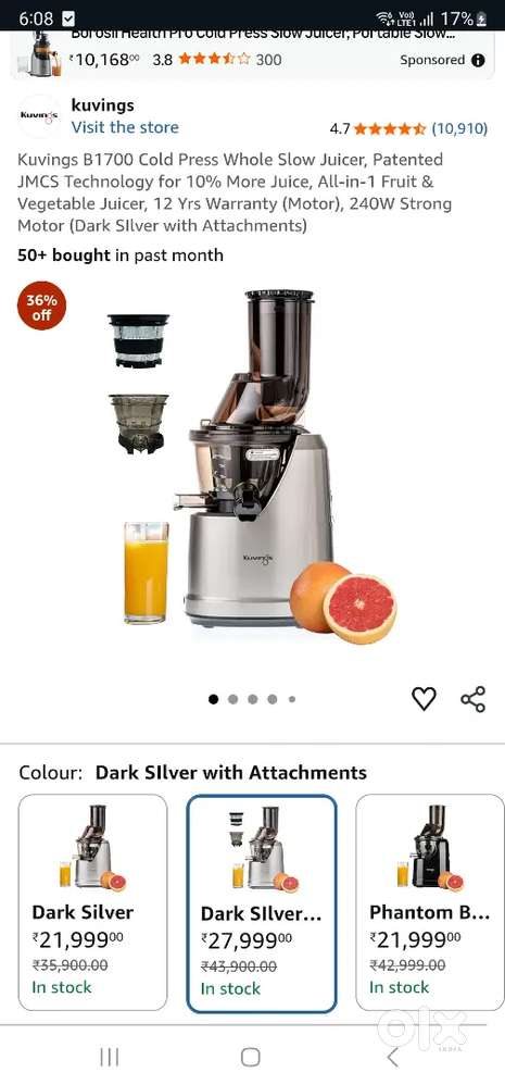 Kuvings wonderchef B1700 Cold Press Slow Juicer