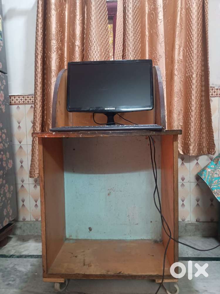 Samsung 19 inch LED Monitor with  Table Wood Moving Table.