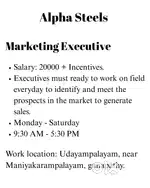 Need Marketing person for Steels shop