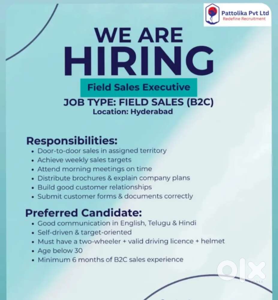 Responsible for door to door sales (B 2 C)