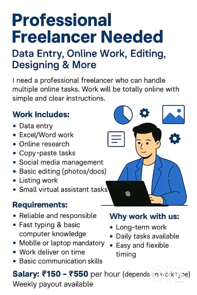 Professional Freelancer Needed  Data Entry, Online Work, & More