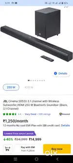 JBL 250w , zebronics 300w or tcl 200w soundbar