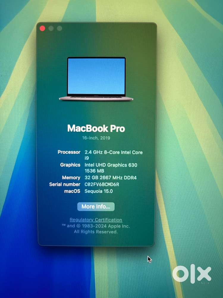 MacBook Pro 16” 2019  Core i9  32GB RAM  512GB SSD  8GB Graphics