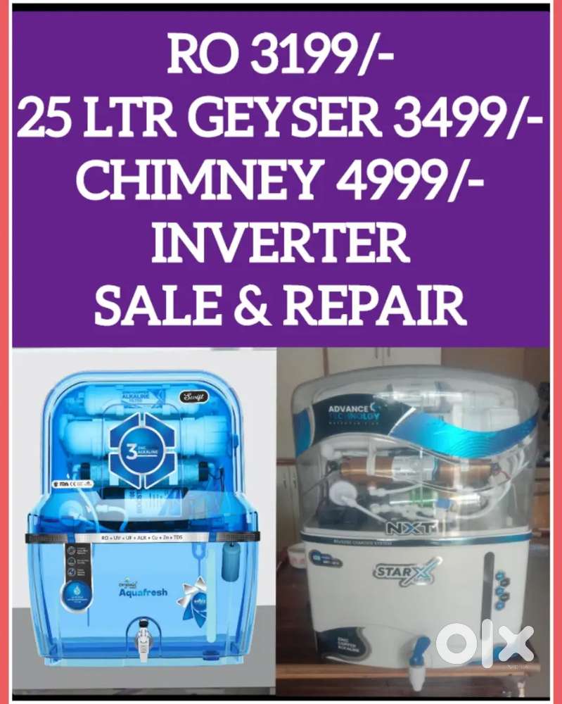 WATER PURIFIER RO FILTER, GEYSER, CHIMNEY, INVERTER IN HOLE SALE PRICE