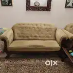5 Seater Solid Sheesham wood Sofa + Glass Center Table for sale