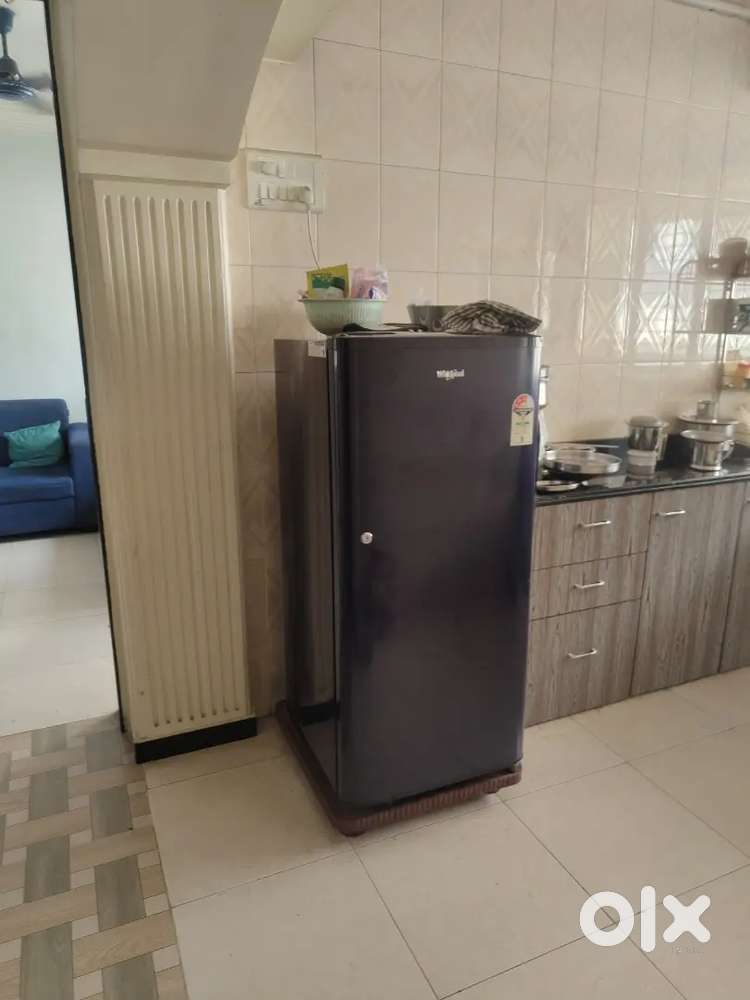 2 year old whirlpool 184L fridge, Haier 6.5kg washingmachine, cupboard