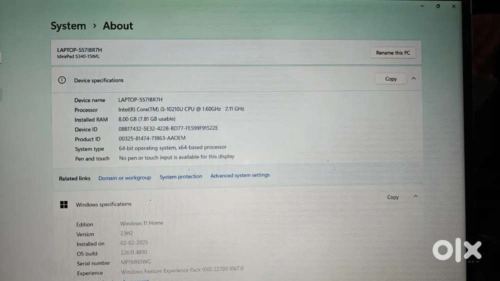 Lenovo IdeaPad s340 core i5 10th generation