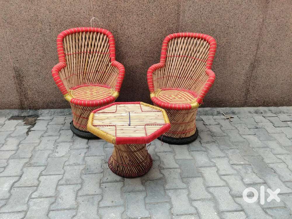 Mudda Chair table set wall decor table showpiece cane chair set