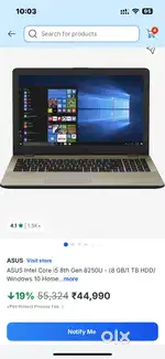 Asus vivobook R542u i5 8th gen