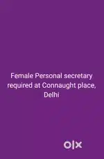 Female Personal Secretary (Part time) required at Connaught place