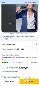 24000 final price, Realme 14pro plus, 8/256, Grey colour 2months old