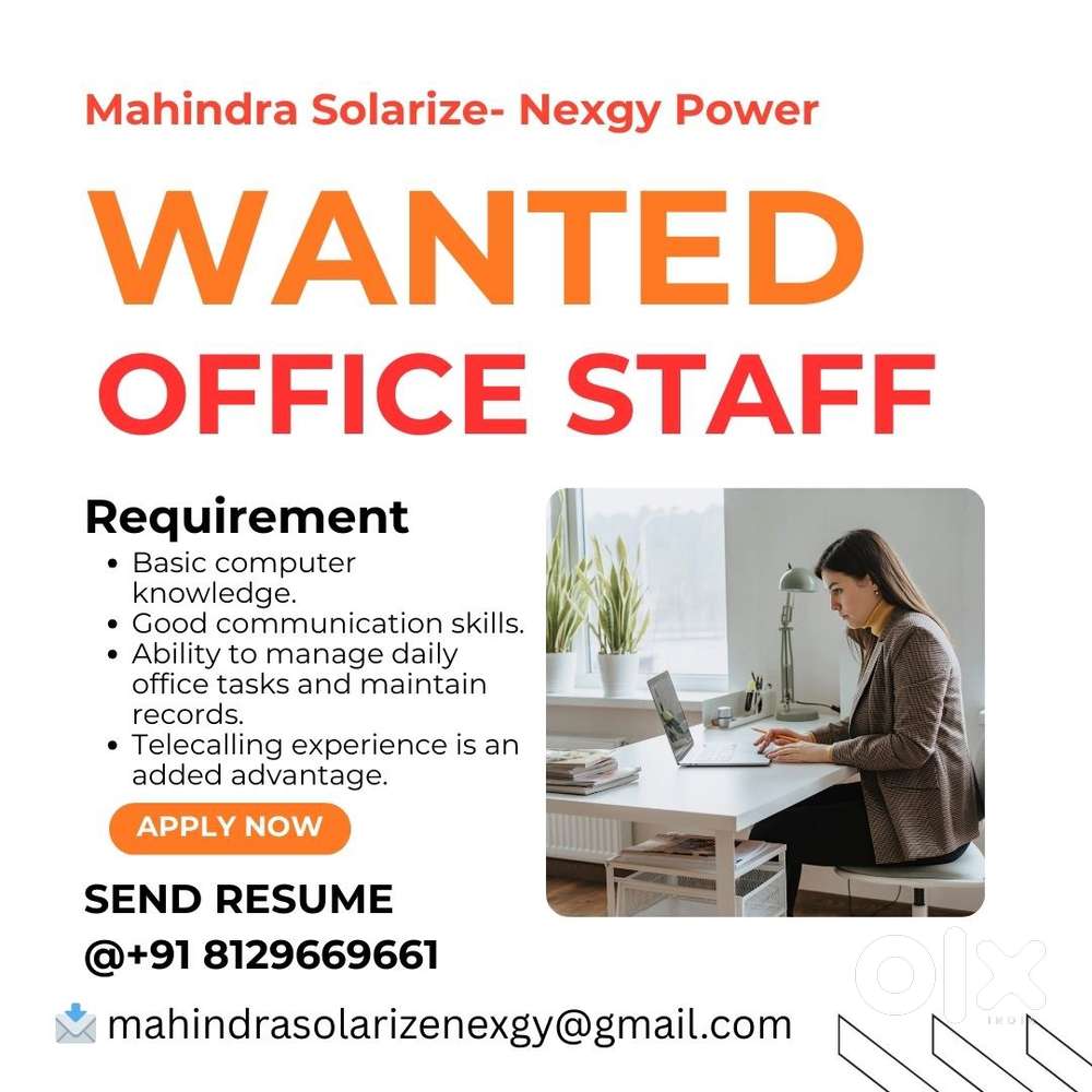 Office Staff(Ladies) – Mahindra Solarize (Trivandrum)