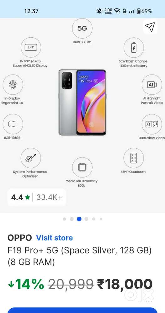 Oppo F19 pro plus 8+128