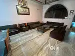 Brown premium sofa 3x4 seater, 1x centre table 2x side table