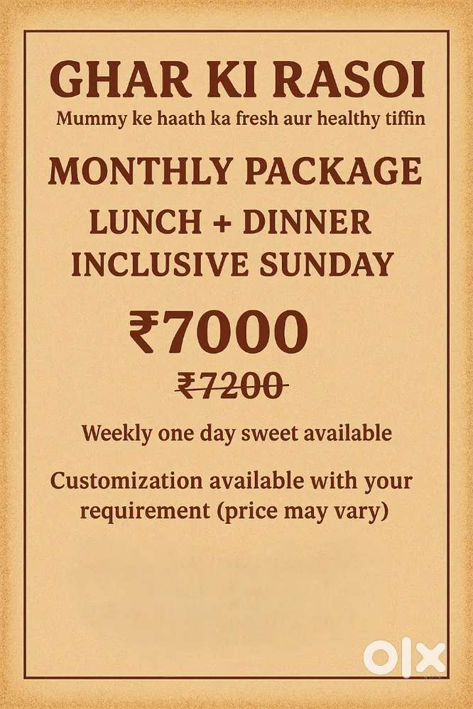 Homemade Healthy Tiffin Service – Fresh, Hygienic & Affordable Meals!