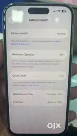 Iphone 15 1 saal old face id not working btry 96 one hand use good con