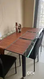 Tempered glass dining table with 6 chair
