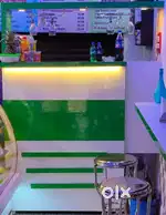 Beverage counter for shop with marble slab