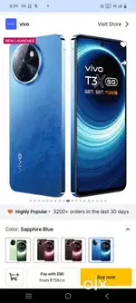 Vivo T3x 5G   8 + 8 Gb Ram.  128 Gb memory