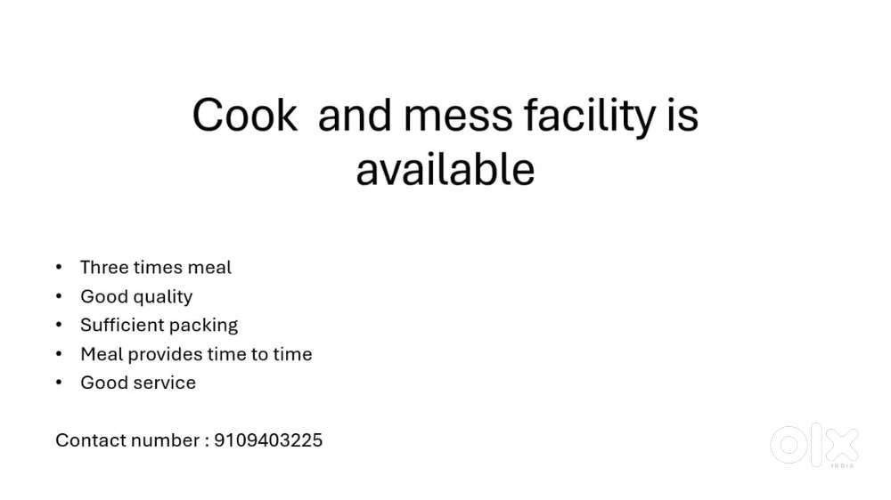 Cook and tiffin services available
