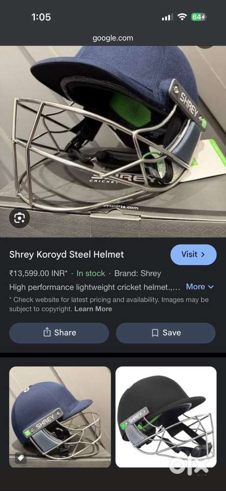 Shrey koroyd cricket helmet stainless steel